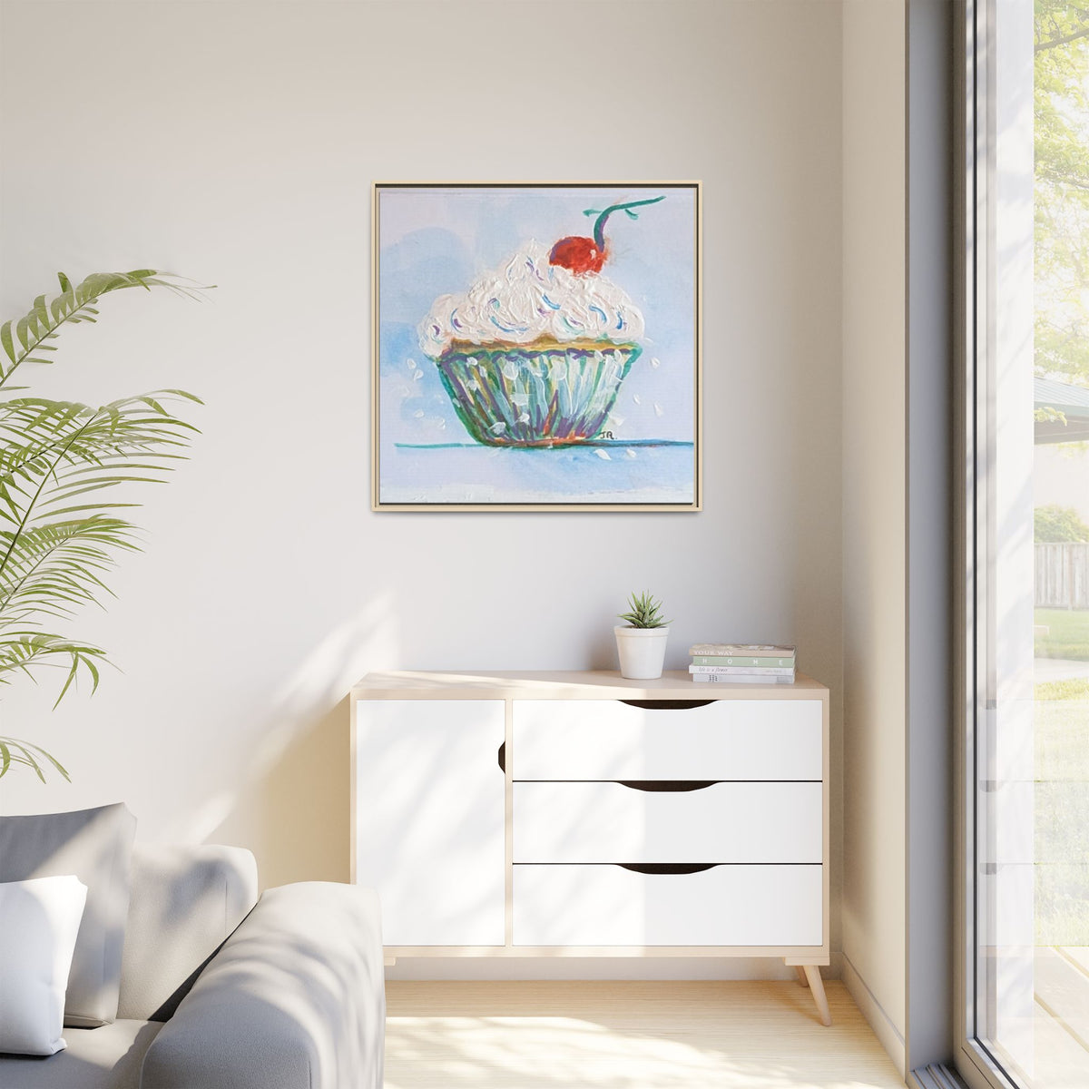 Cupcake Canvas Art Print — Framed Matte Wall Decor
