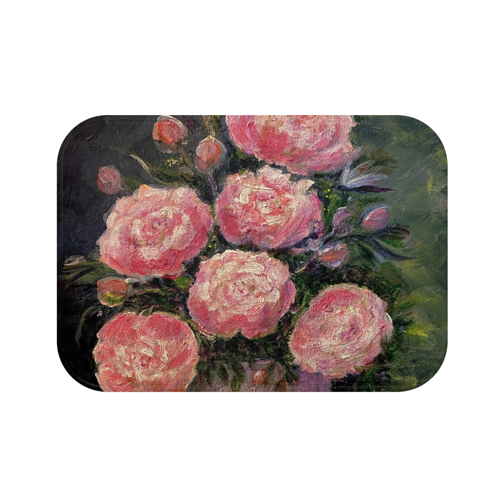 Pink Peonies Floral Memory Foam Bath Mat