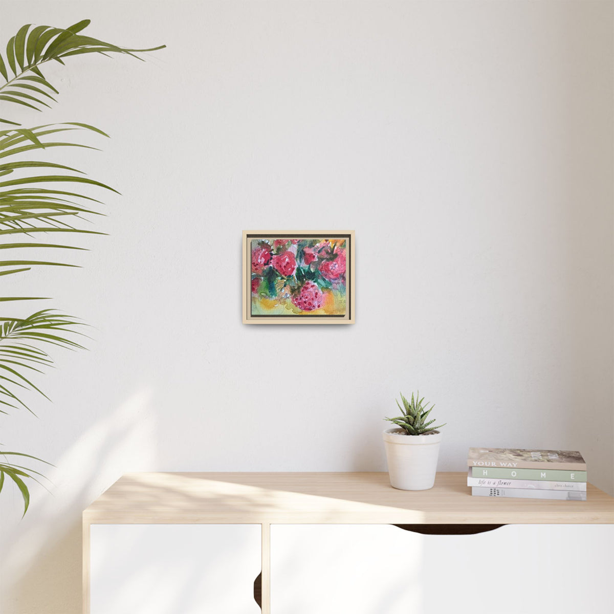 Raspberry Patch Still Life Framed Matte Canvas Print