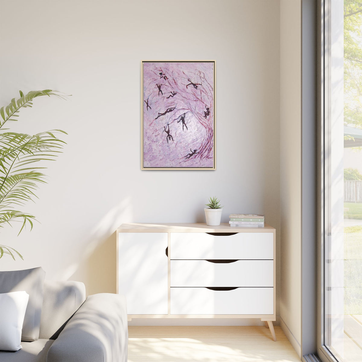 Abstract Falling Figures Matte Canvas Print (Framed)