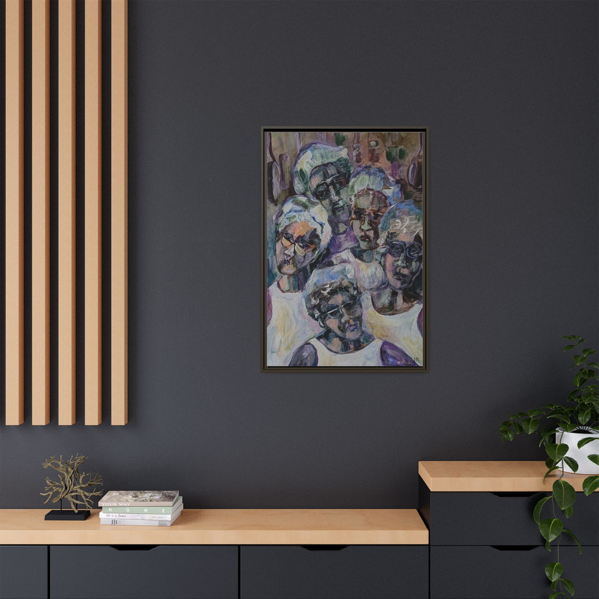 5 Cafeteria Woman Framed Matte Canvas Wall Art