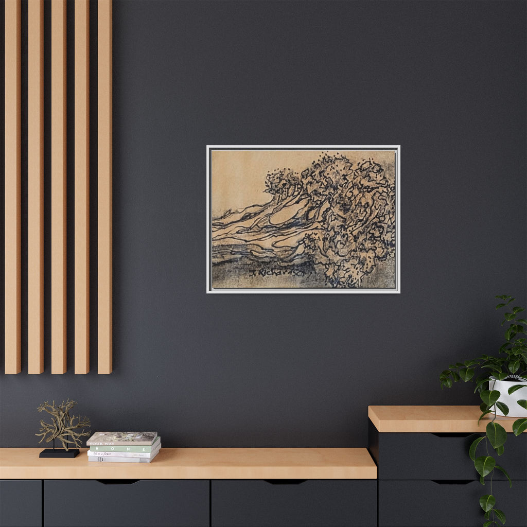 Matte Canvas Wall Art — "Broccoli" Pencil Sketch (Framed)