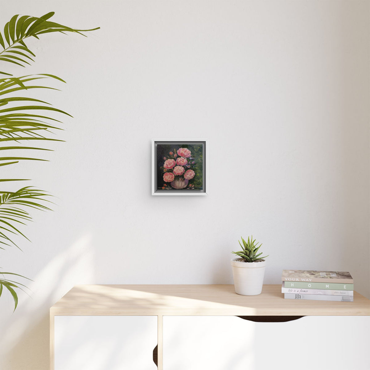 Copy of Framed Floral Canvas Wall Art — Pink Peonies in Vase