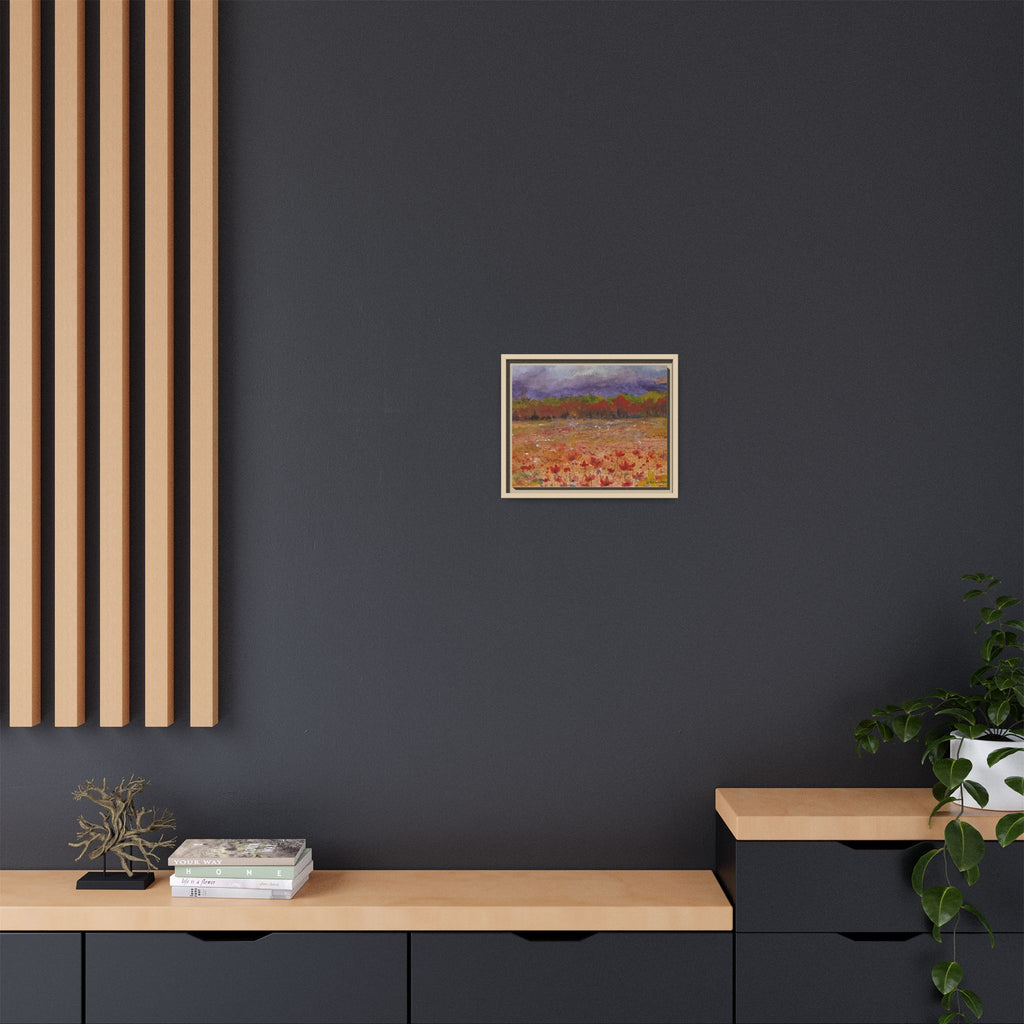 Framed Canvas Wall Art – Autumn Wildflower Meadow Landscape Painting