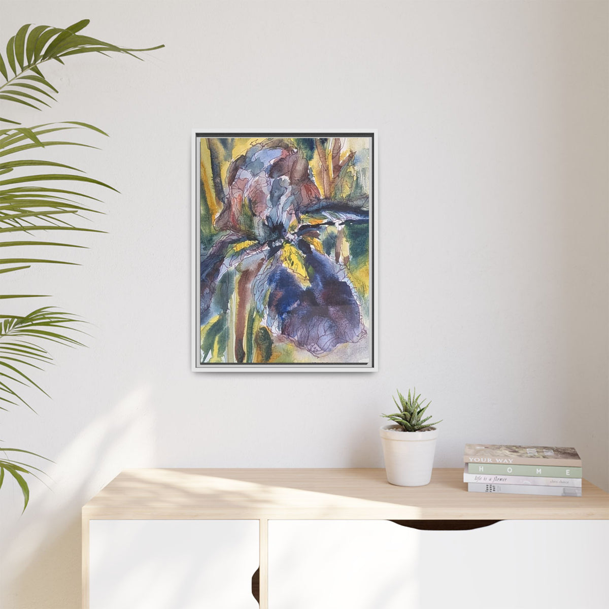 Framed Watercolor Iris Matte Canvas Wall Art