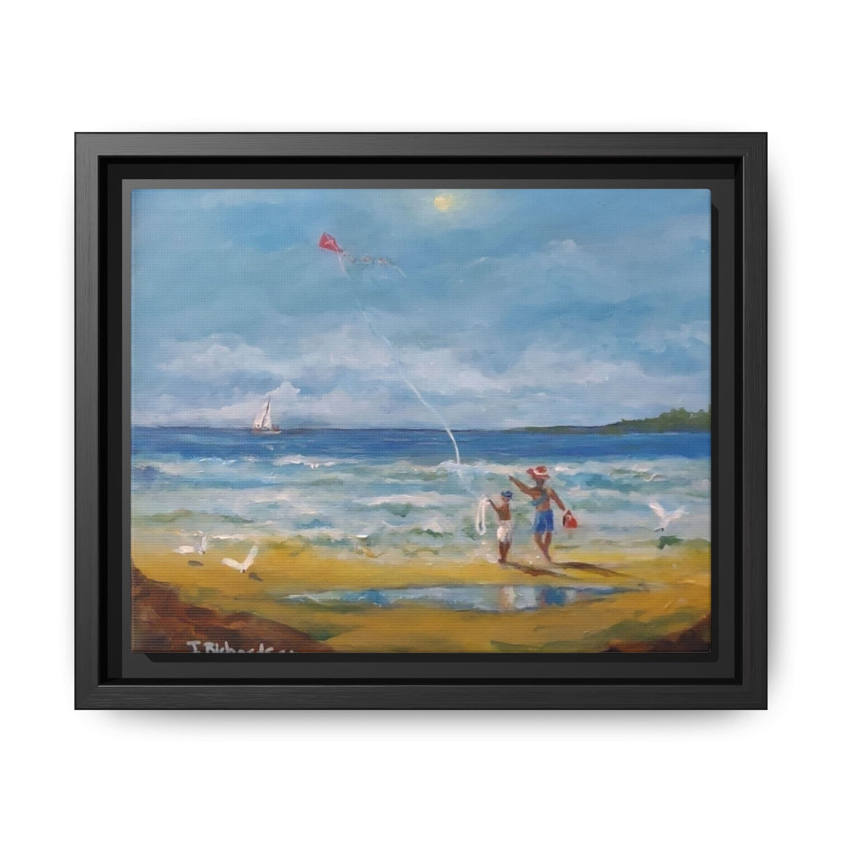 Red Kite Oceanside Framed Matte Canvas Wall Art