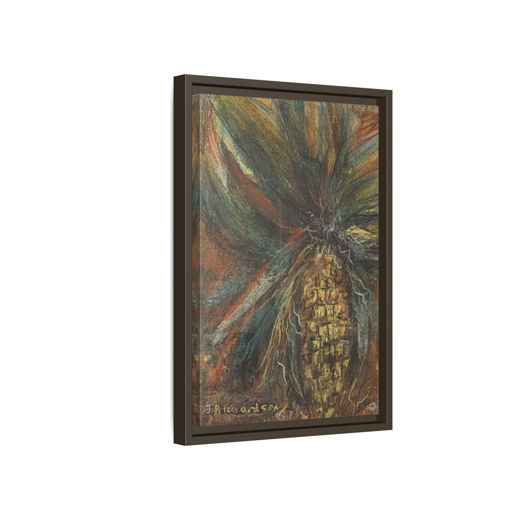 Forgotten Corn Husk Framed Canvas — Tropical Pineapple Matte Wall Art