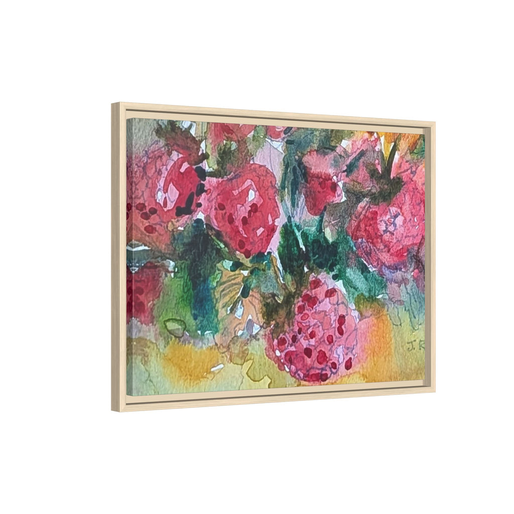 Raspberry Patch Still Life Framed Matte Canvas Print