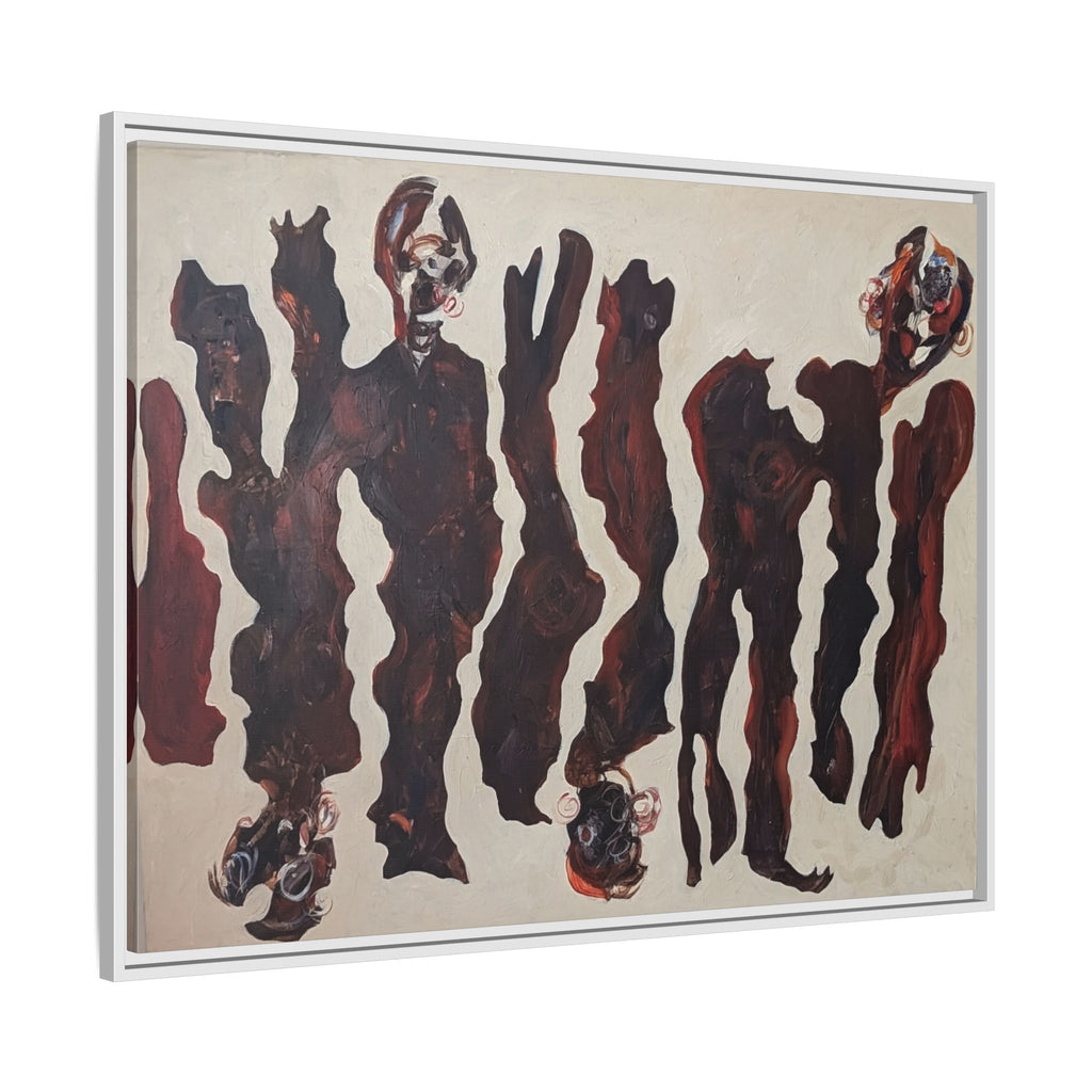 Abstract Figure Matte Canvas Framed Art — Dark Red Organic Shapes