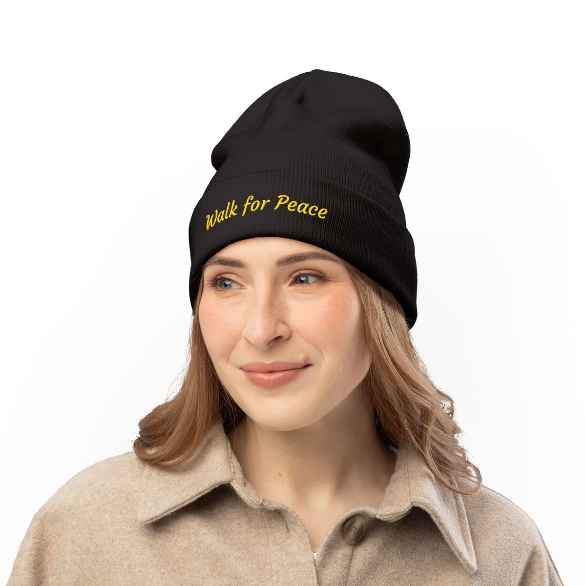 Embroidered Knit Beanie – Monks' "Walk for Peace'
