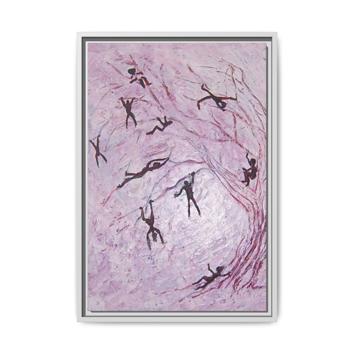 Abstract Falling Figures Matte Canvas Print (Framed)