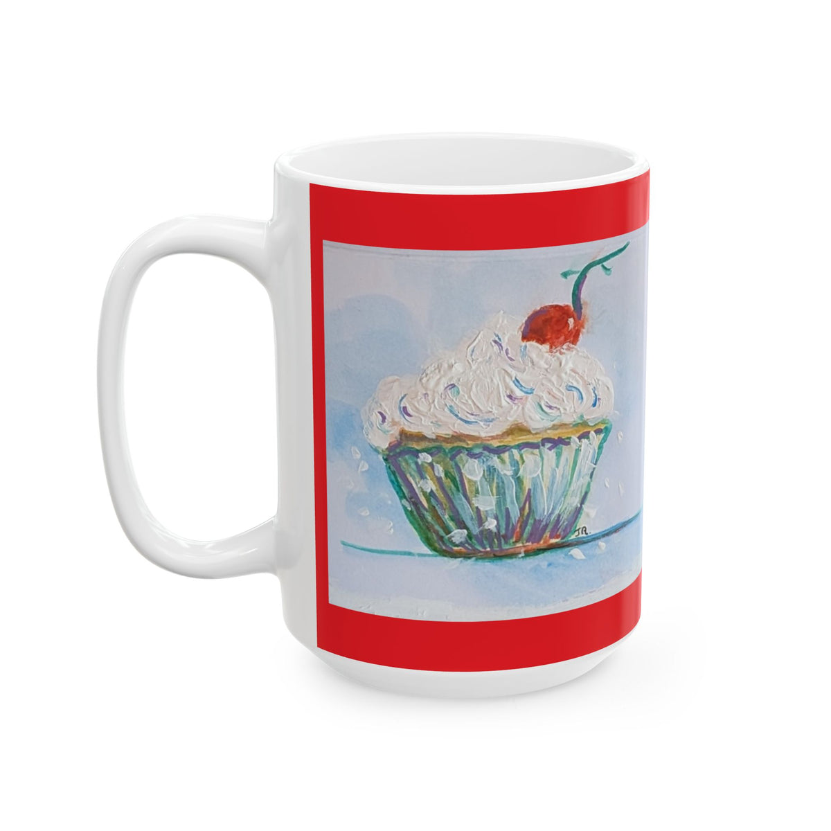 Cupcake Art Ceramic Mug (11oz & 15oz) — Whimsical Personalizable Painted Dessert Coffee Cup