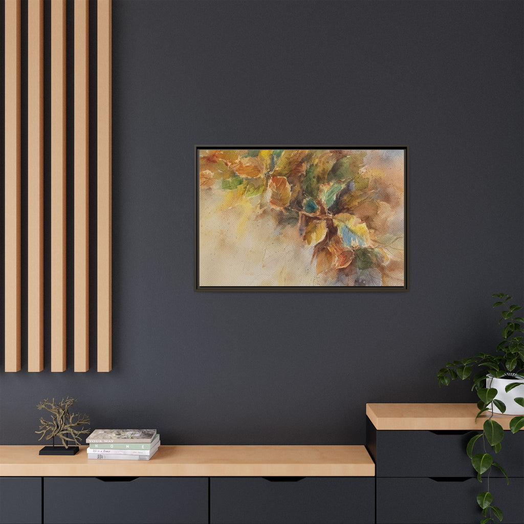 Framed  Autumn Leaves Matte Canvas Watercolor