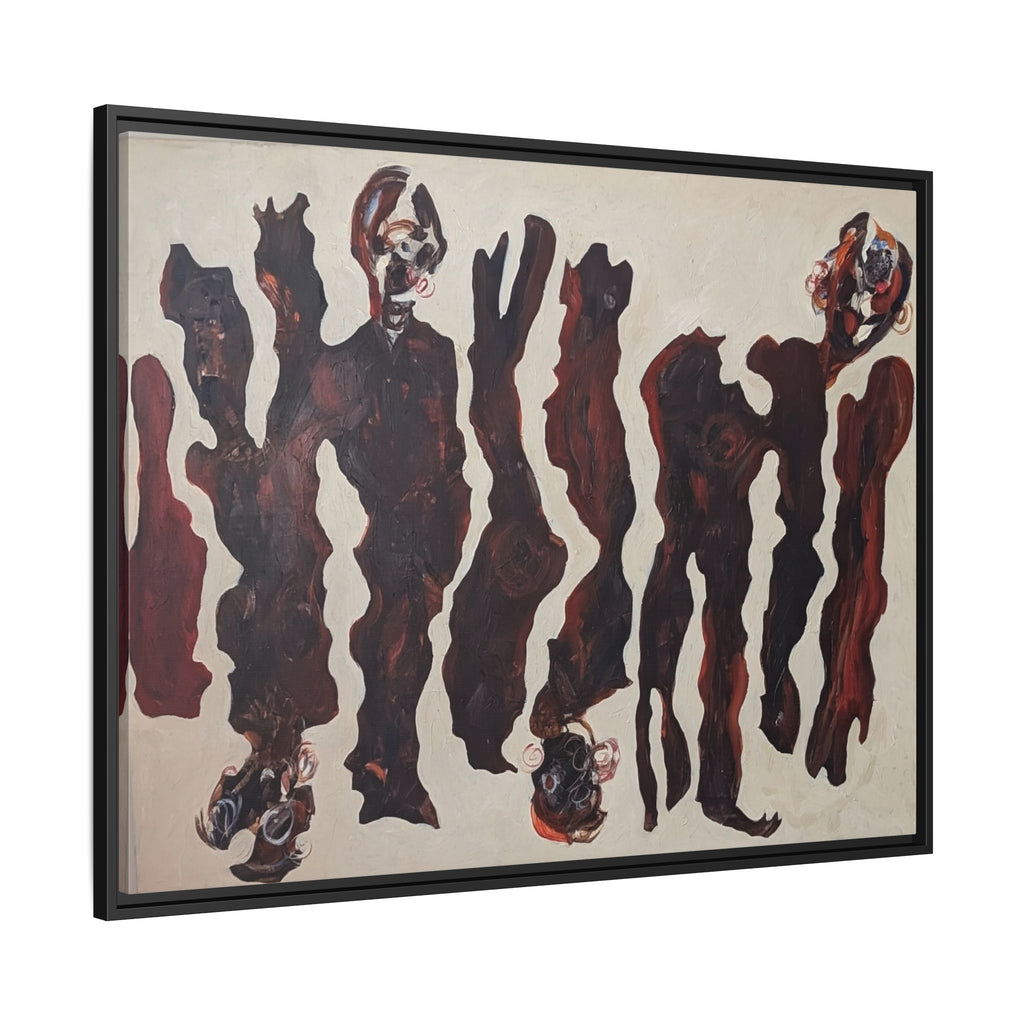 Abstract Figure Matte Canvas Framed Art — Dark Red Organic Shapes