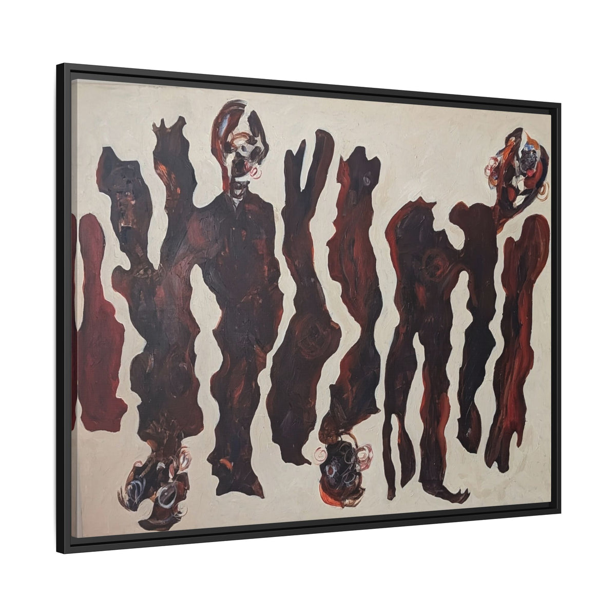 Abstract Figure Matte Canvas Framed Art — Dark Red Organic Shapes