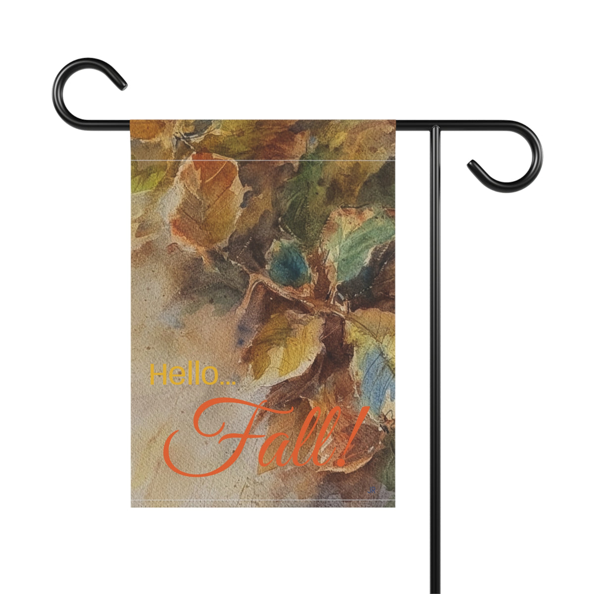 Fall Garden Flag – "Hello Fall" Watercolor Leaves Garden Banner