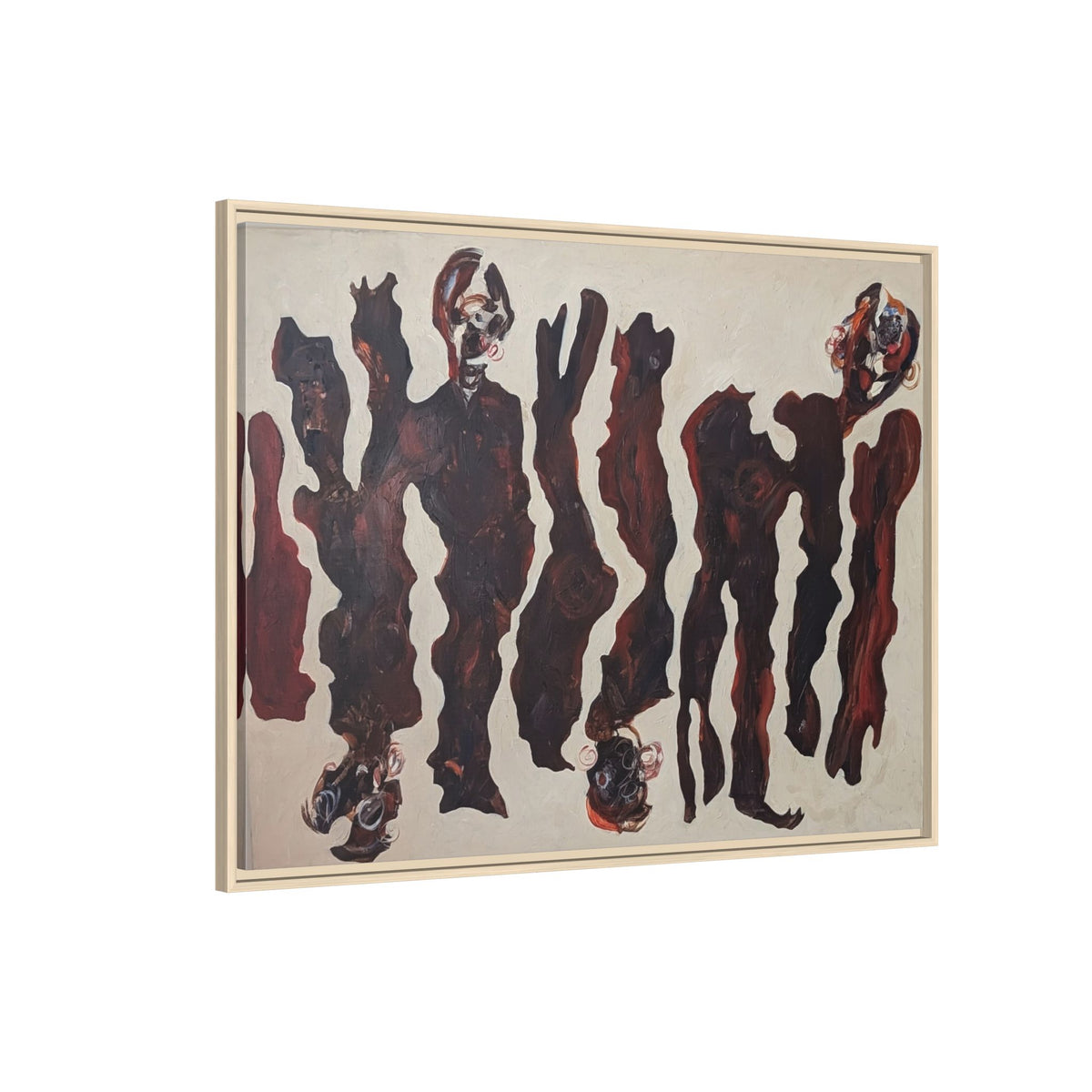 Abstract Figure Matte Canvas Framed Art — Dark Red Organic Shapes