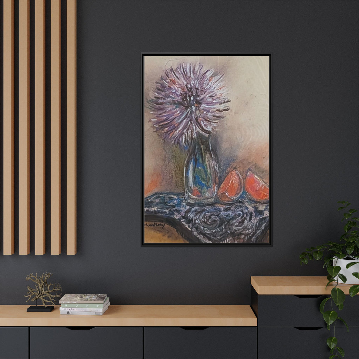 Framed Canvas Art — Purple Bloom Still Life