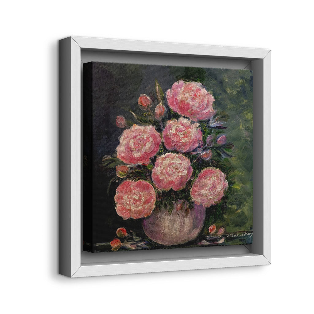 Copy of Framed Floral Canvas Wall Art — Pink Peonies in Vase