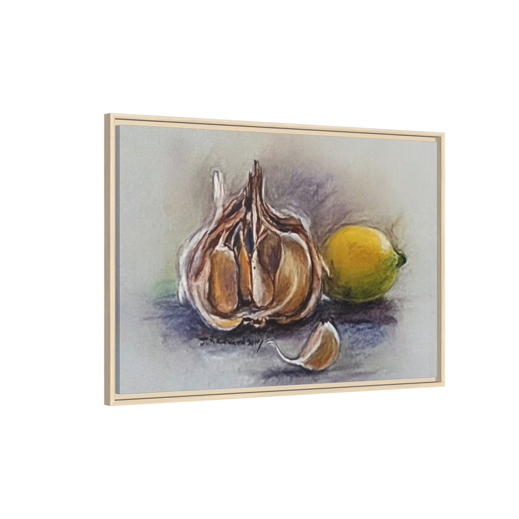 Garlic and Lemon Still Life Matte Canvas (Framed)