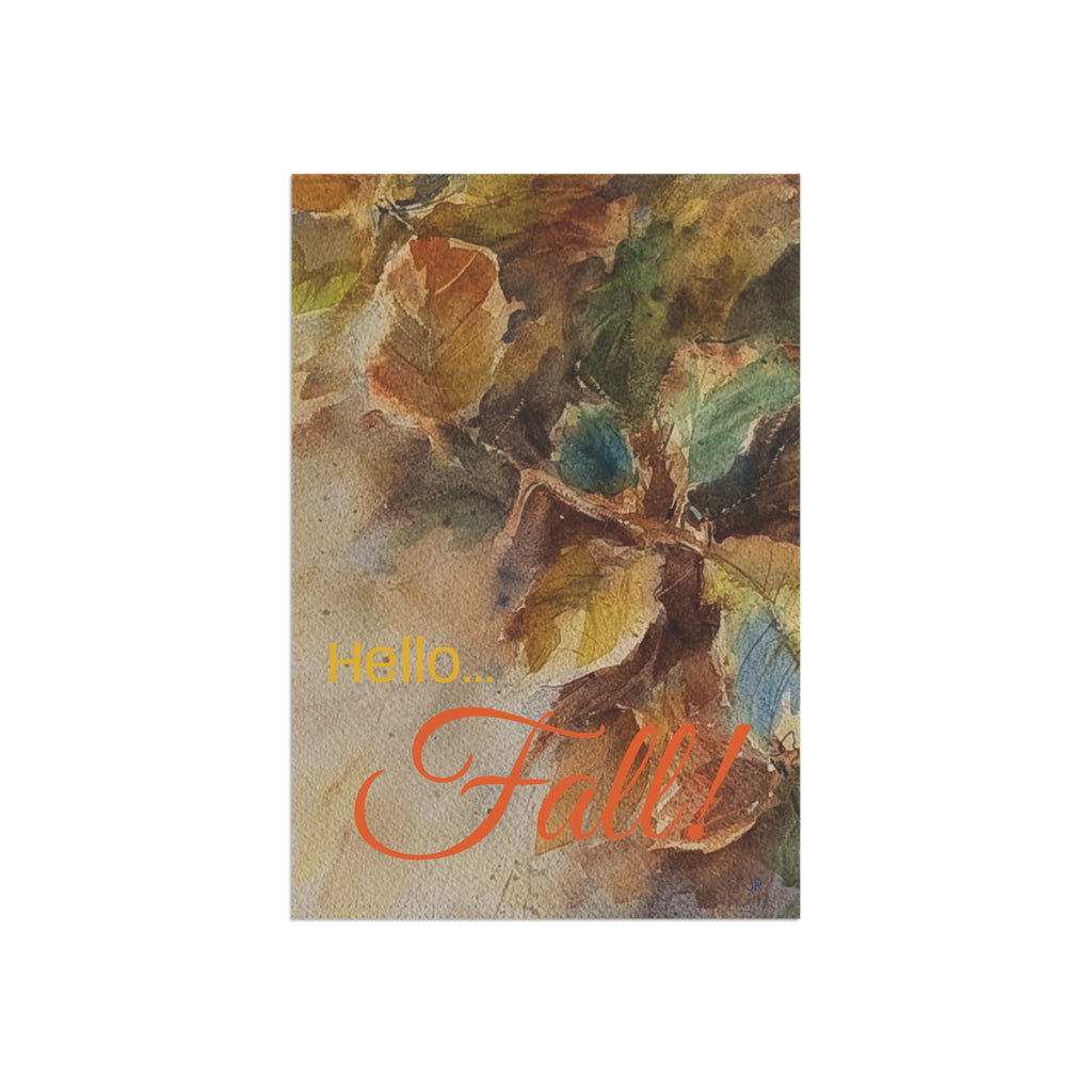 Fall Garden Flag – "Hello Fall" Watercolor Leaves Garden Banner
