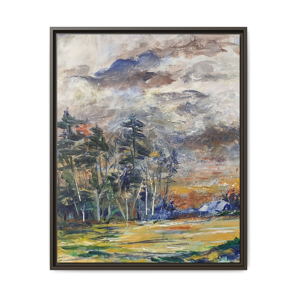 Framed Matte Canvas Landscape Print — Abstract Forest Meadow Wall Art