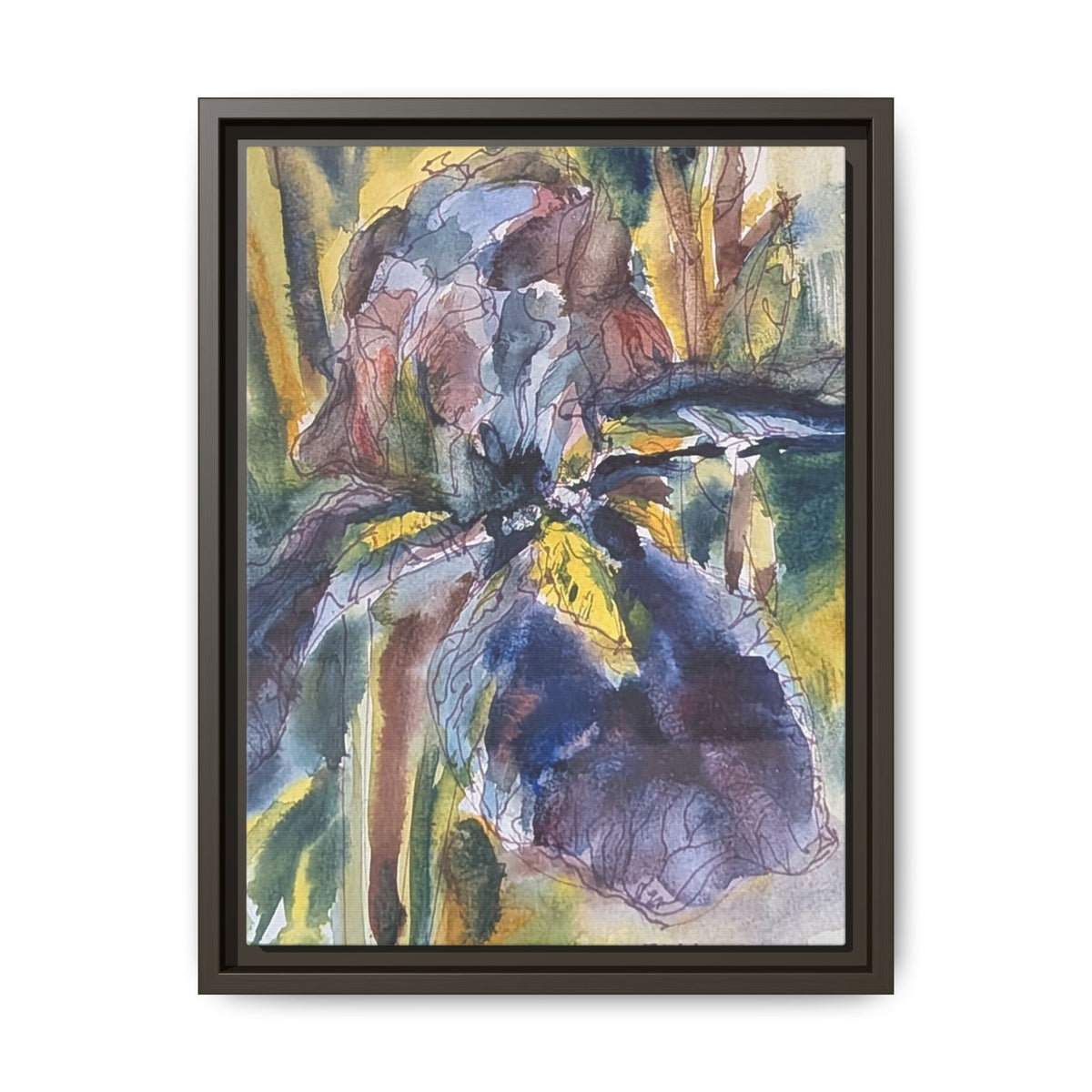 Framed Watercolor Iris Matte Canvas Wall Art