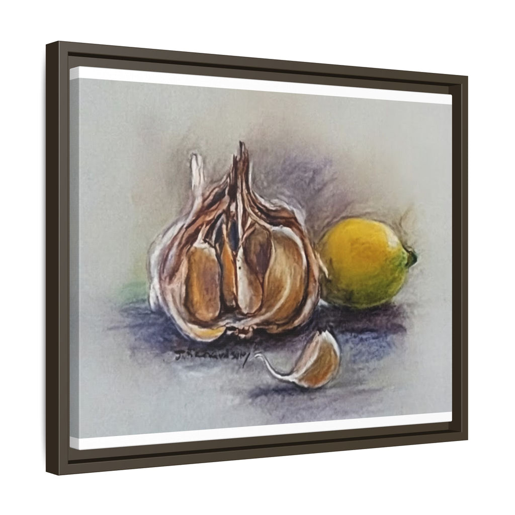 Garlic and Lemon Still Life Matte Canvas (Framed)