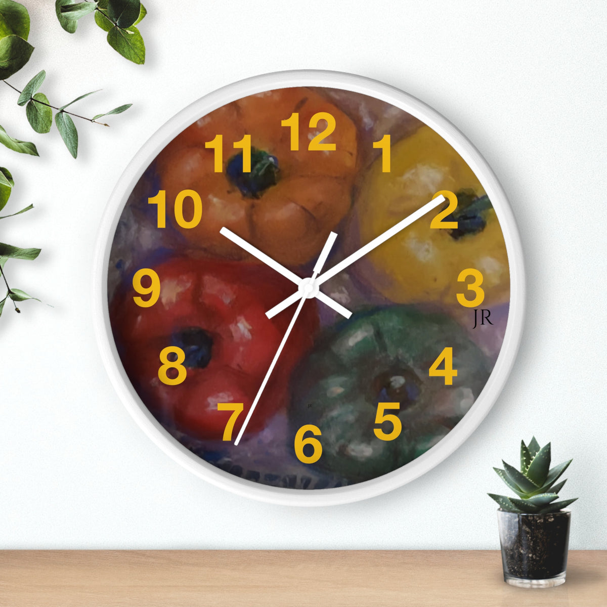 Colorful 4 Pepper Wall Clock —  Kitchen Decor