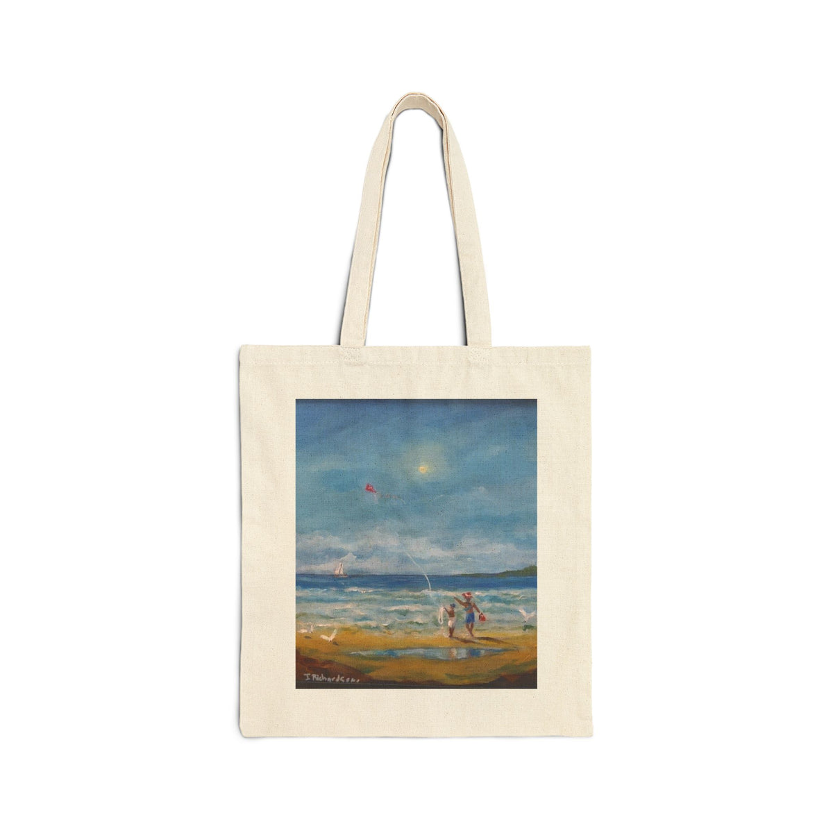 Original beach painting by JR,  printed on a Canvas Tote Bag —