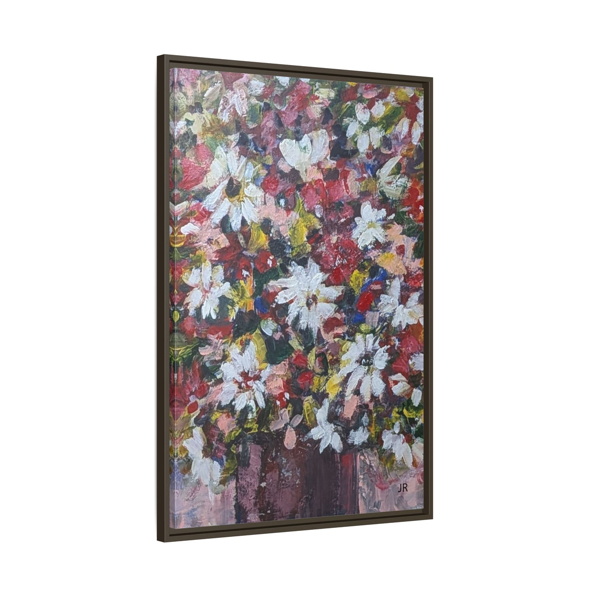 Daisies Floral Painting Matte Canvas Framed | Flower Art Wall Decor