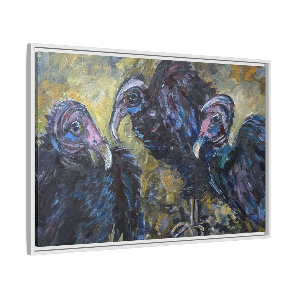 3 Vultures Painting  Framed Matte Canvas