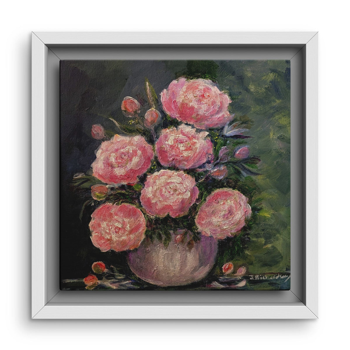 Copy of Framed Floral Canvas Wall Art — Pink Peonies in Vase