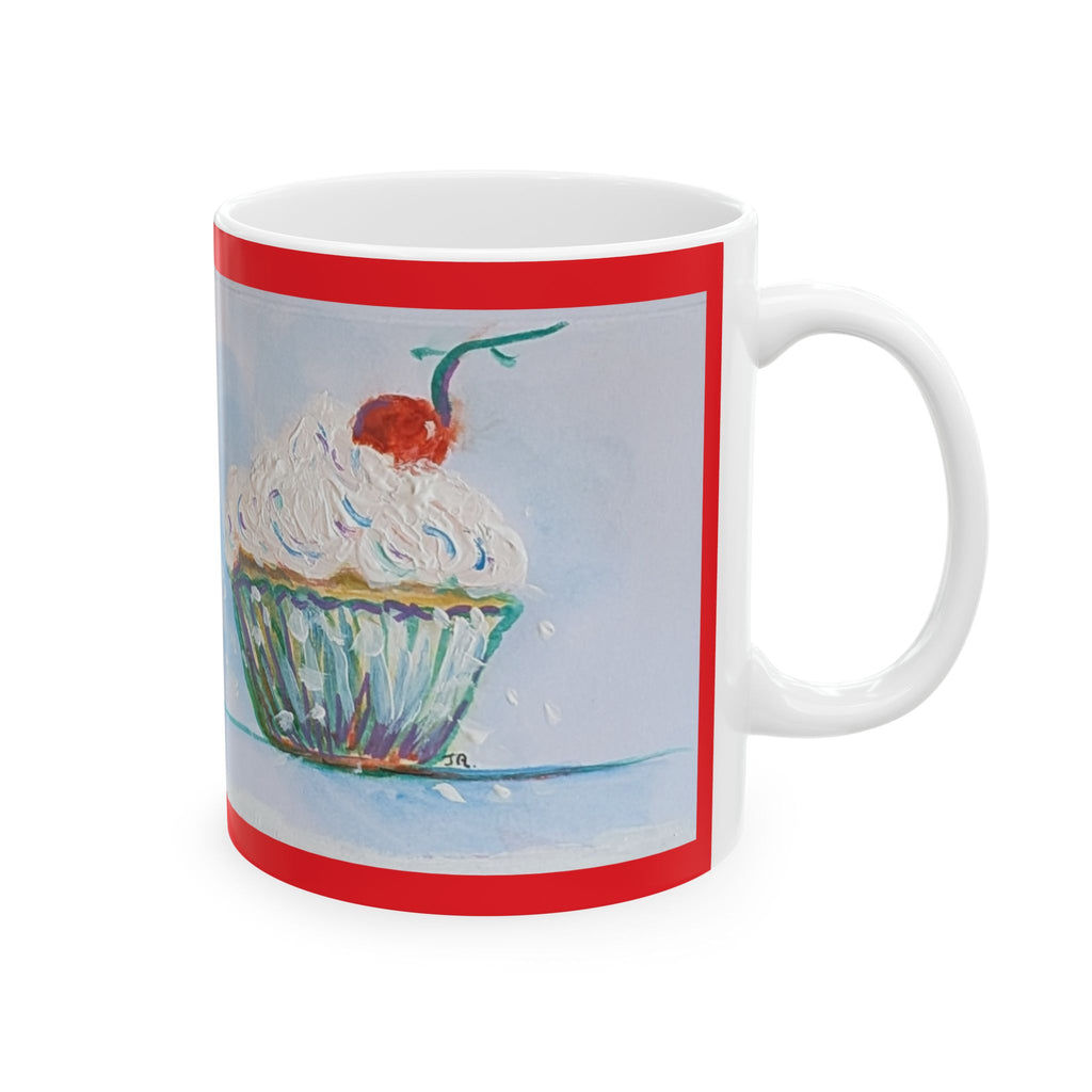 Cupcake Art Ceramic Mug (11oz & 15oz) — Whimsical Personalizable Painted Dessert Coffee Cup