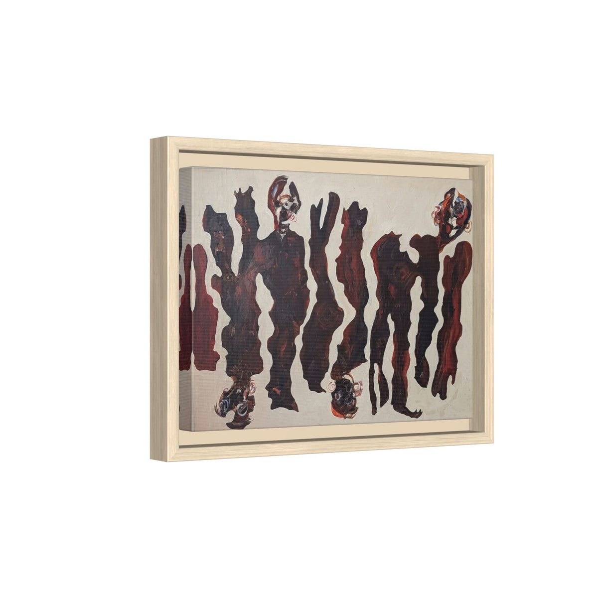Abstract Figure Matte Canvas Framed Art — Dark Red Organic Shapes