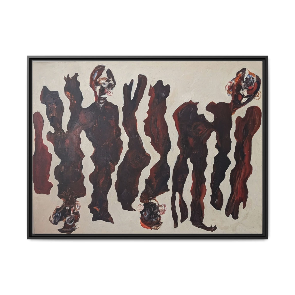 Abstract Figure Matte Canvas Framed Art — Dark Red Organic Shapes