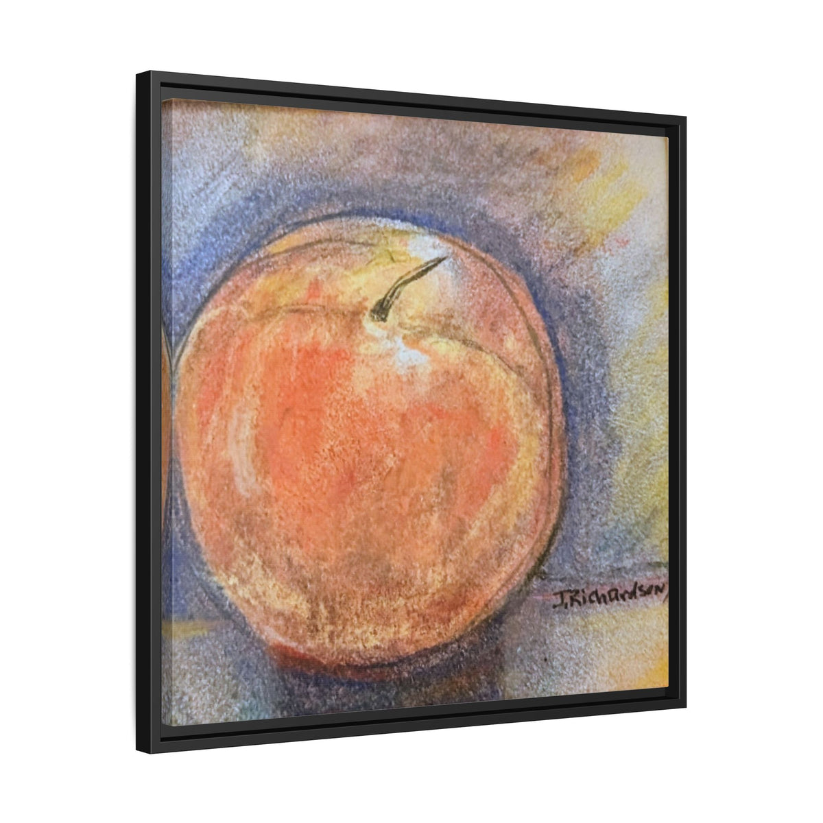 Peach Pastel Painting Framed Matte Canvas