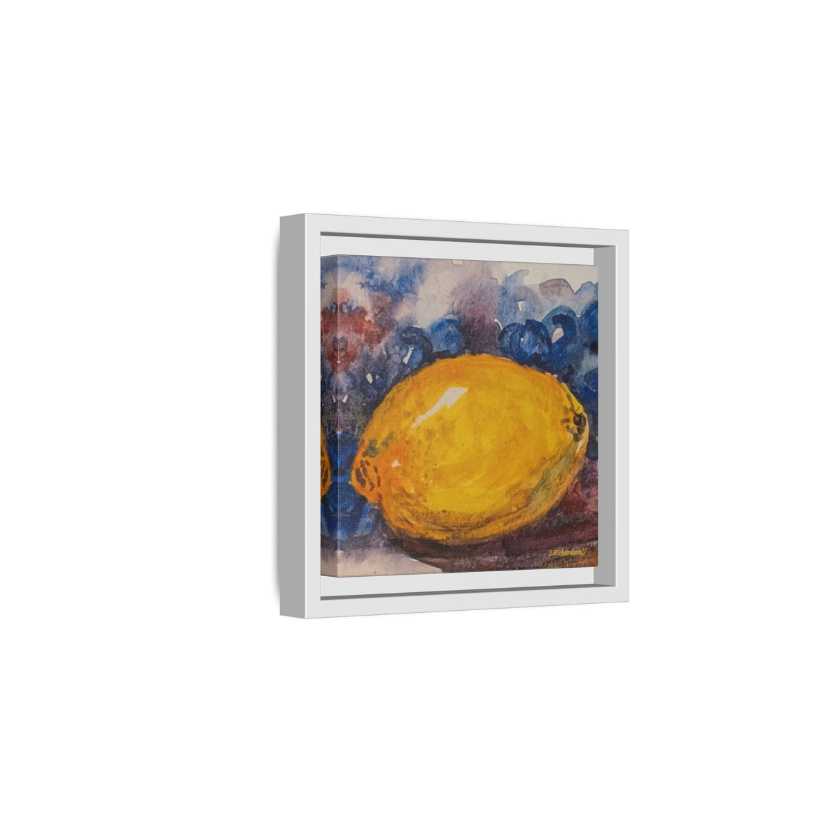Lemon Grapes Pastel Painting Framed Matte Canvas