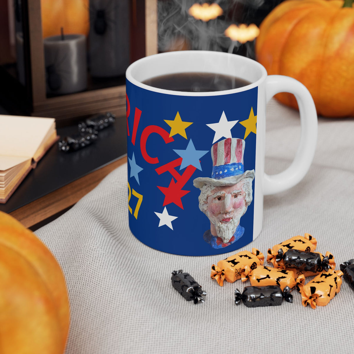 Patriotic Ceramic Mug — Patriotic Red, White & Blue Stars Coffee Cup