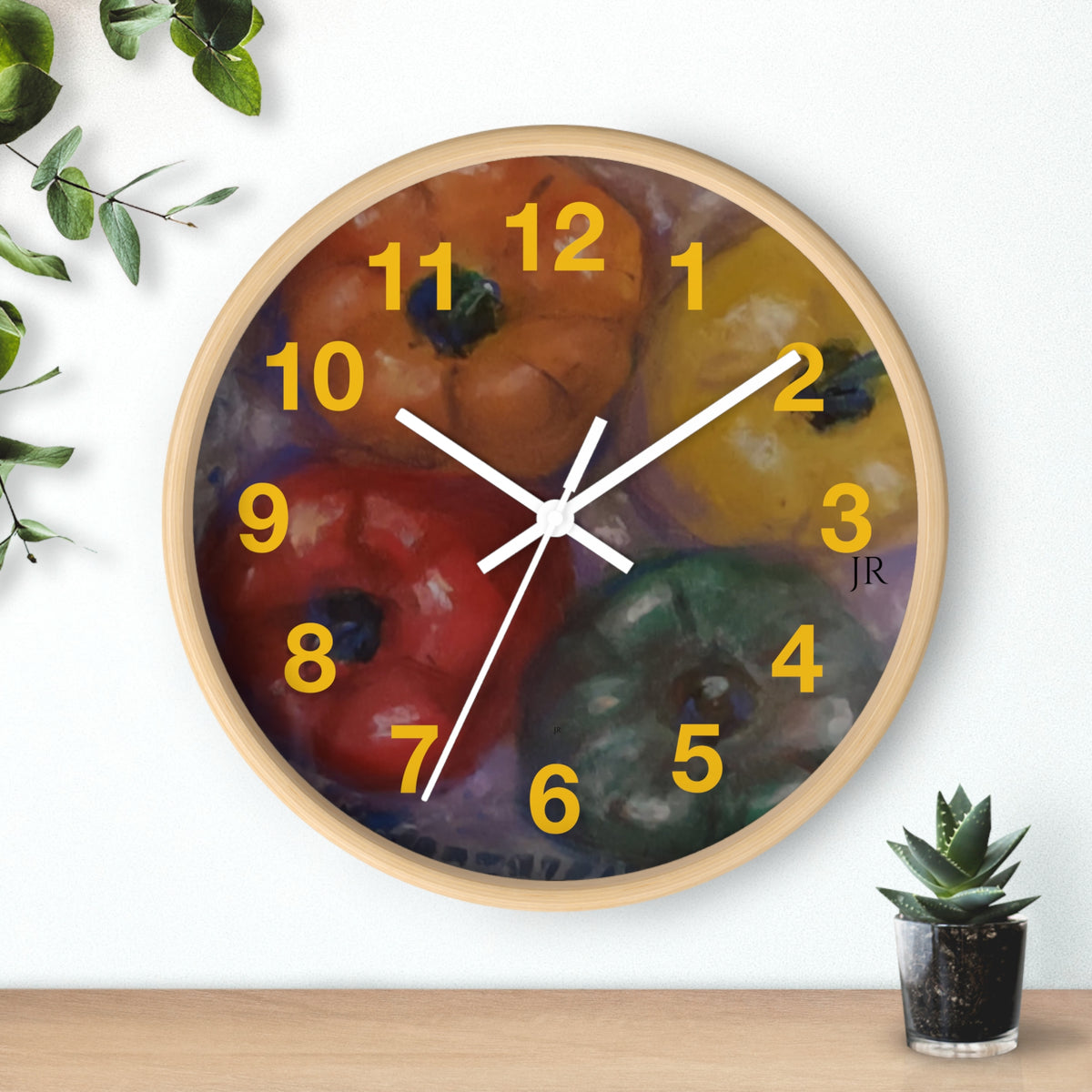 Colorful 4 Pepper Wall Clock —  Kitchen Decor