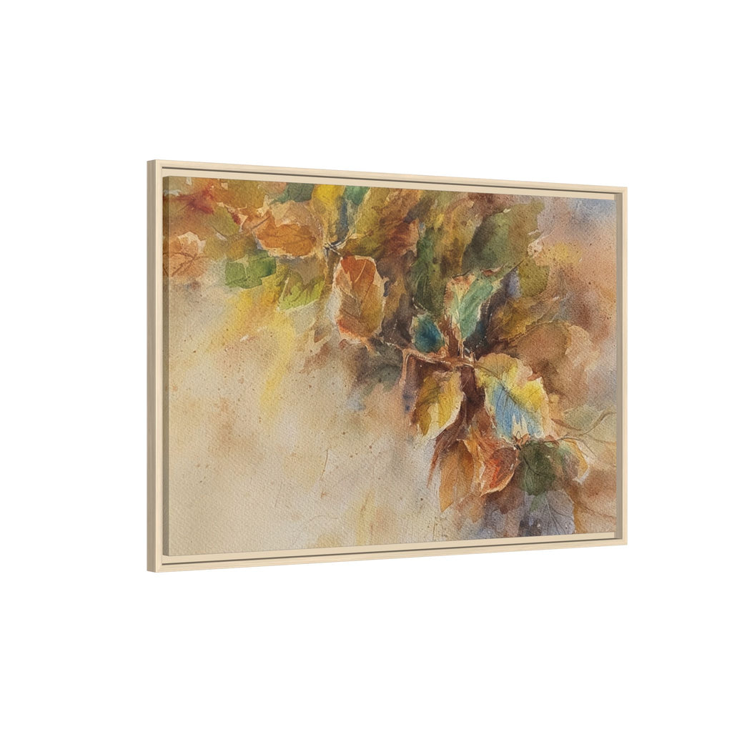Framed  Autumn Leaves Matte Canvas Watercolor