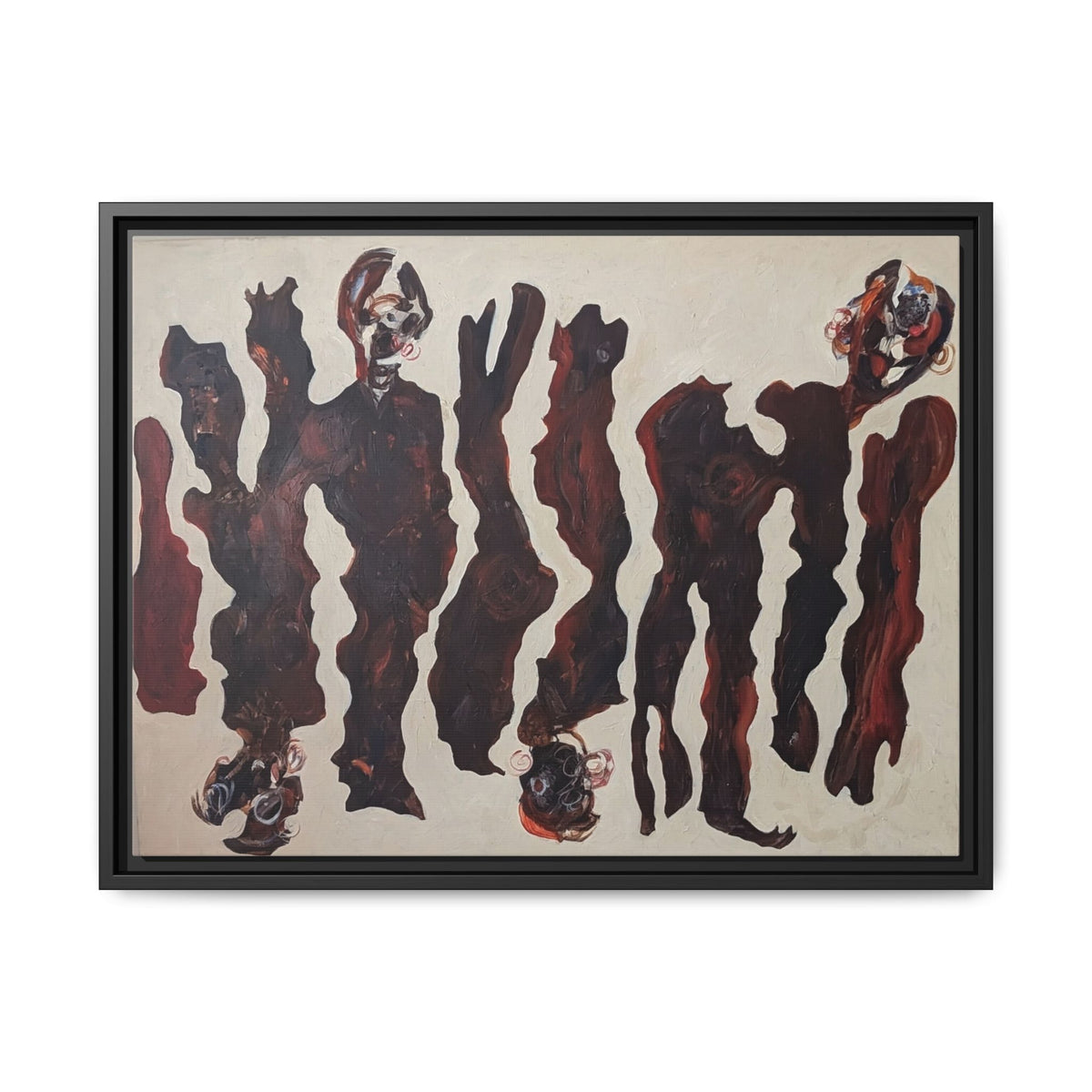 Abstract Figure Matte Canvas Framed Art — Dark Red Organic Shapes