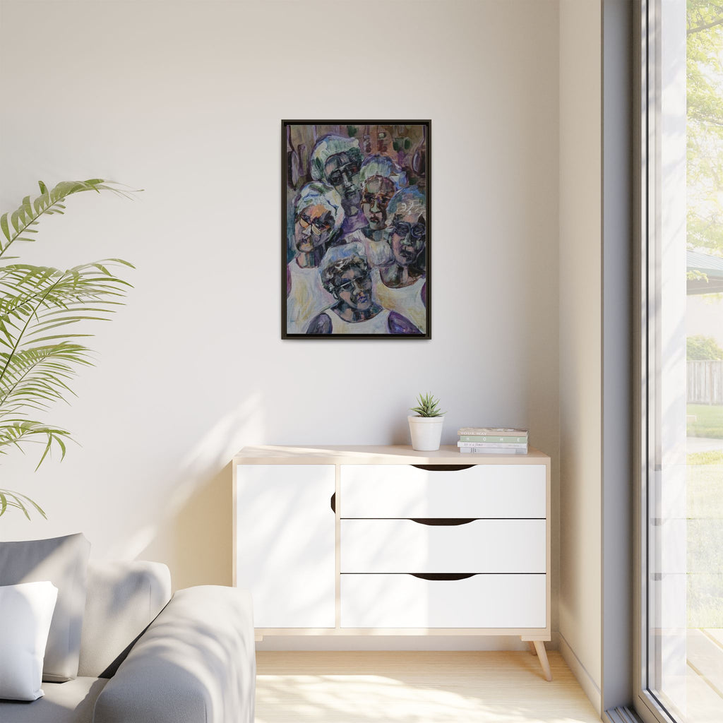5 Cafeteria Woman Framed Matte Canvas Wall Art