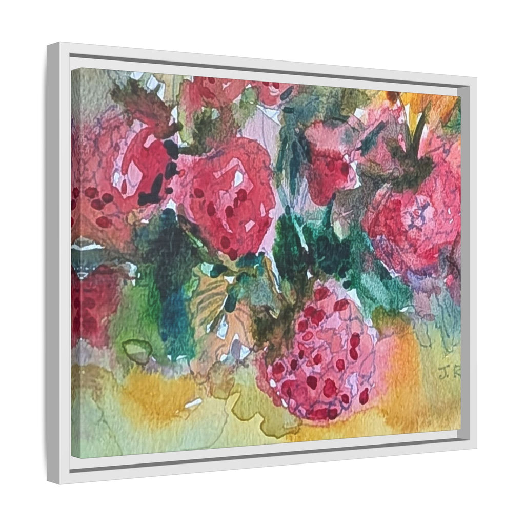 Raspberry Patch Still Life Framed Matte Canvas Print