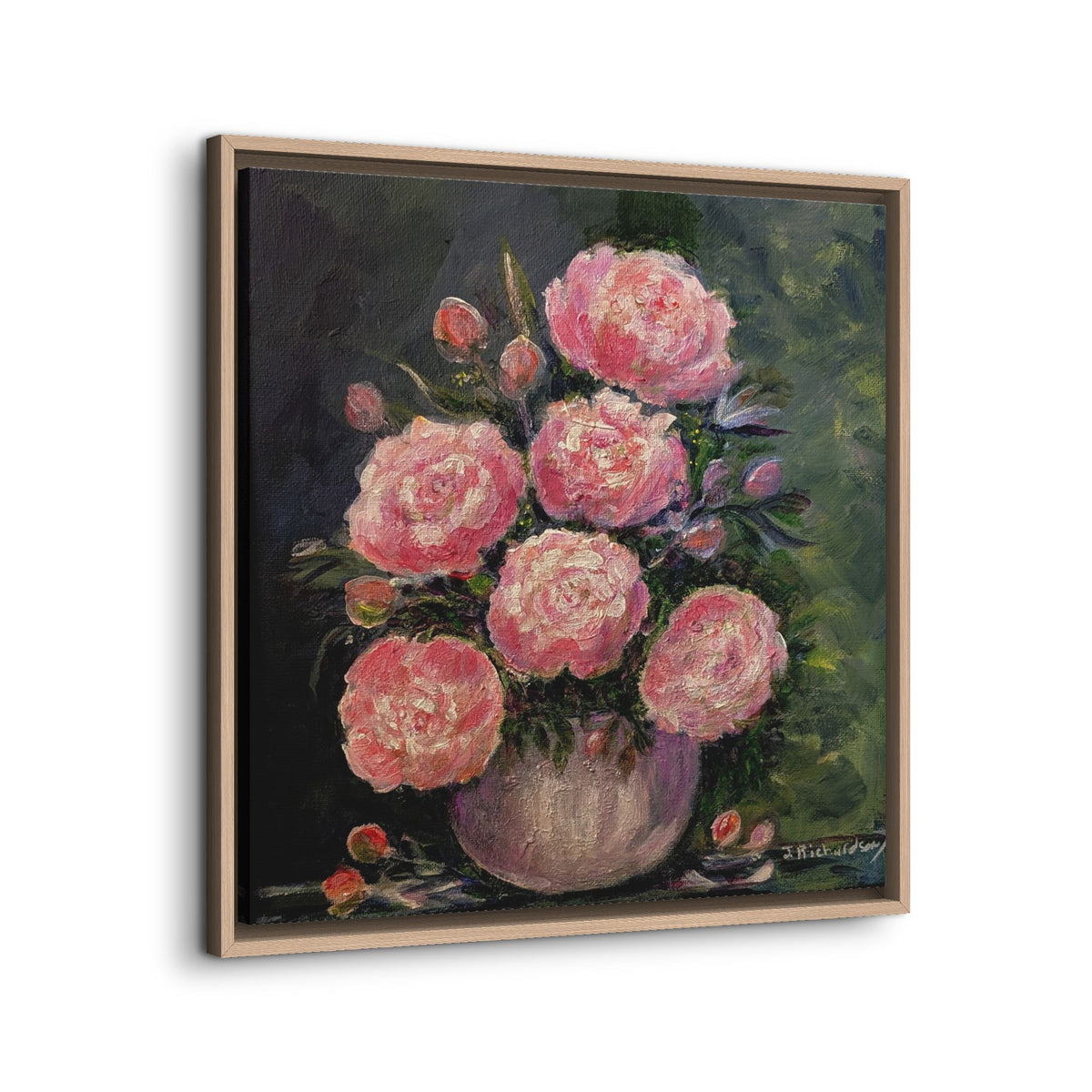 Copy of Framed Floral Canvas Wall Art — Pink Peonies in Vase