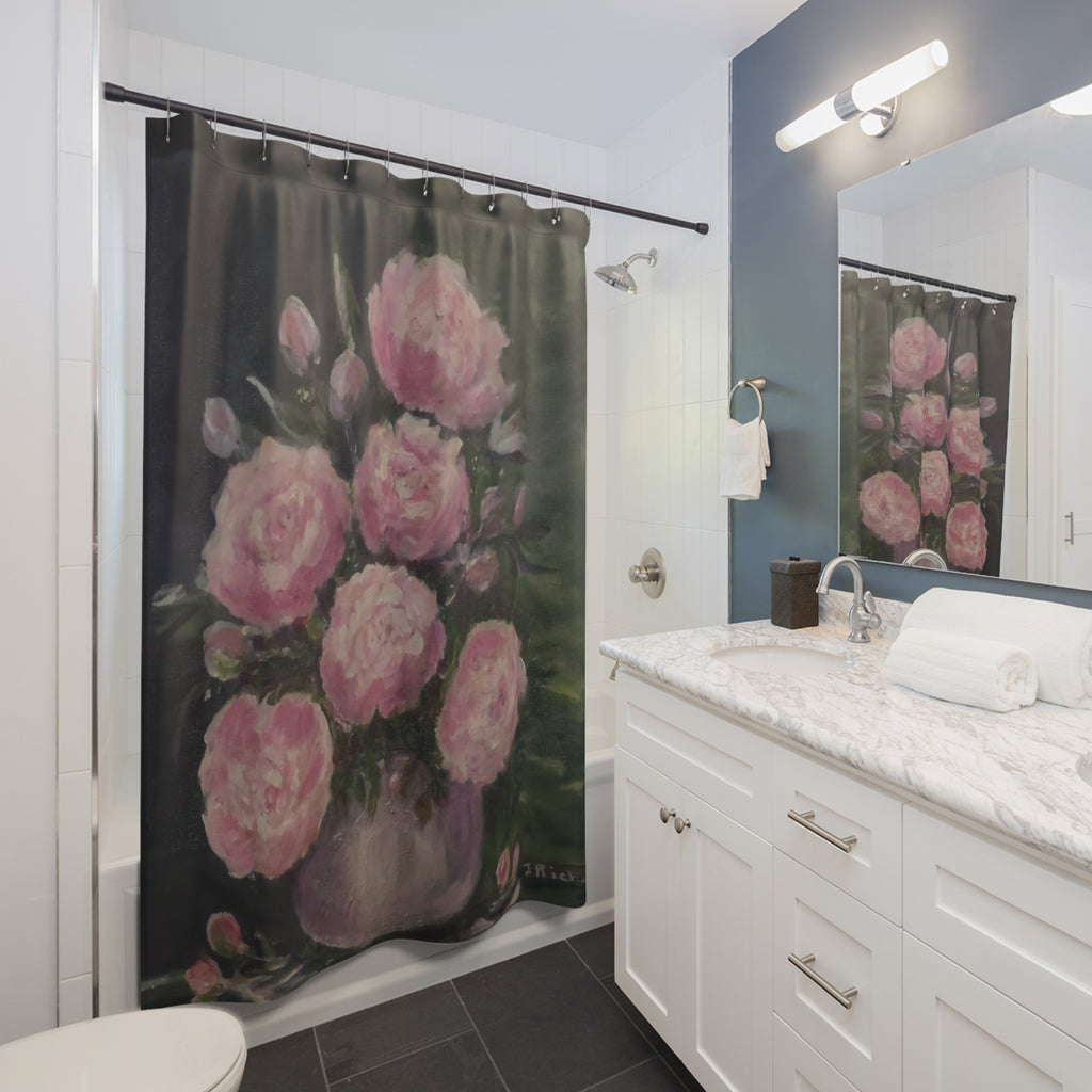 Pink Peonies Shower Curtain, Floral Still Life