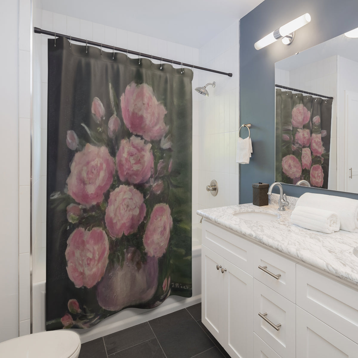 Pink Peonies Shower Curtain, Floral Still Life