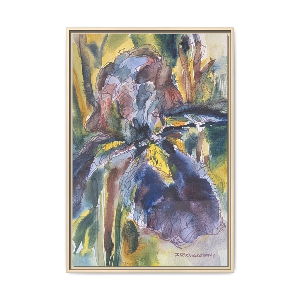 Framed Watercolor Iris Matte Canvas Wall Art