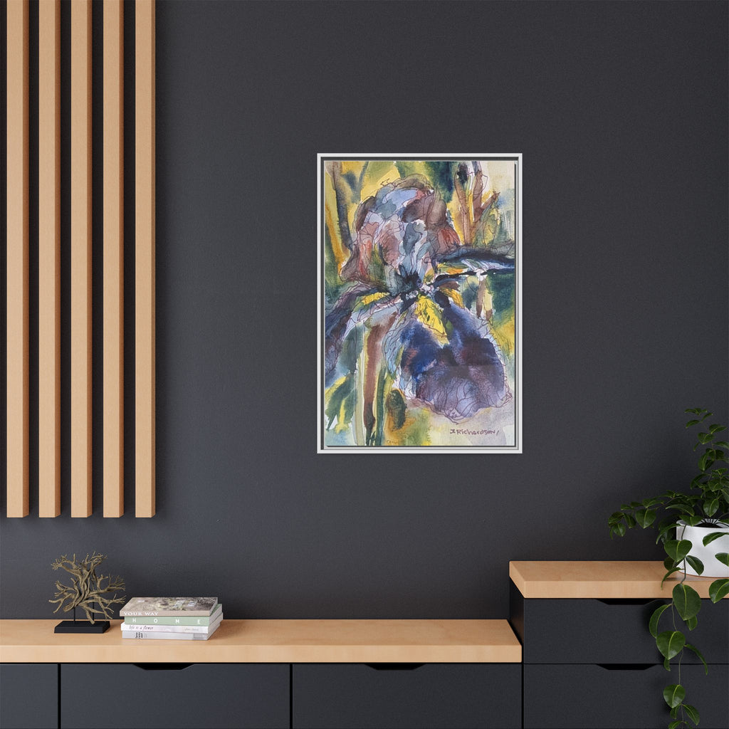 Framed Watercolor Iris Matte Canvas Wall Art