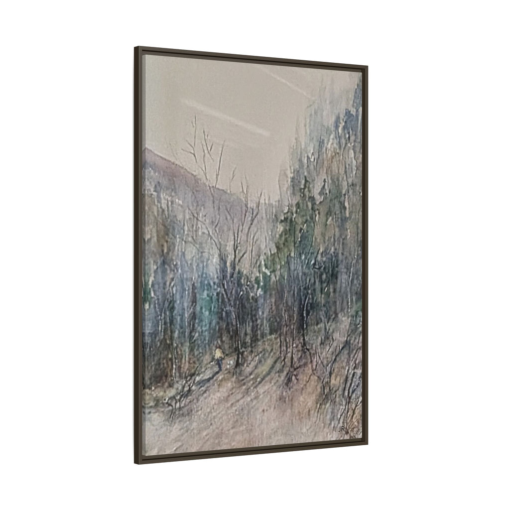 Misty Forest Landscape Matte Canvas Framed | Watercolor Mountain Scene